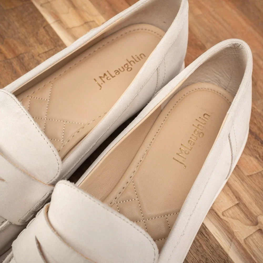 J. McLaughlin Concetta Loafer Shoes Suede Leather Natural Women's Size‎ 11M